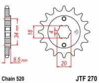 800Wx800H-3069604-3 EK/JT Kettingkit 520H 14/31 - standaard achtertandwiel