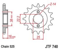 800Wx800H-3069958-2 EK/JT Kettingkit 525ZVX3 15/42 - standaard achtertandwiel