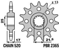 800Wx800H-3070331-3 EK/PBR Kettingkit 520MVXZ2 15/41 - standaard achtertandwiel