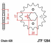 JT/JT Kettingkit 428HDR 15/45 Standaard - Standaard achtertandwiel