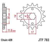 JT/JT Kettingkit 428HDR 14/37 Standaard - Standaard achtertandwiel