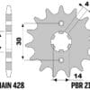 EK/PBR Kettingkit 428DEH 15/37 - standaard achtertandwiel