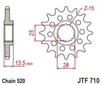 800Wx800H-3070797-3 EK/JT Kettingkit 520ZVX3 15/42 - Standaard achtertandwiel