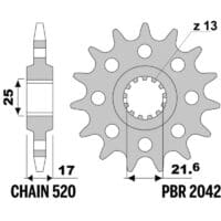 800Wx800H-3070812-3 EK/PBR Kettingkit 520MVXZ2 17/39 - Standaard achtertandwiel