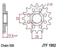 800Wx800H-3070820-4 EK/JT Kettingkit 520ZVX3 16/41 - Standaard achtertandwiel