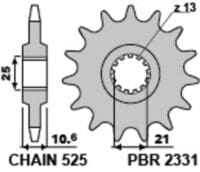 EK/PBR Kettingkit 525 MVXZ2 - 14/43-110 - Standaard achtertandwiel staal