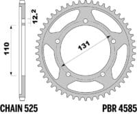 EK/PBR Kettingkit 525 SRX2 - 17/45-128 - Versterkt achtertandwiel staal