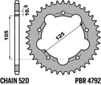 800Wx800H-3071070-2 EK/PBR Kettingkit 520 SRX2 - 15/40-108 - Standaard achtertandwiel staal
