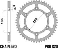 EK/PBR Kettingkit 520 SRX2 - 14/43-114 – Standaard achtertandwiel staal