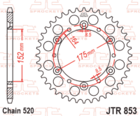 EK/JT Kettingkit 520 SRX2 - 13/40-92 – Standaard achtertandwiel staal
