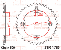 EK/JT Kettingkit 520 SRX2 - 14/40-96 – Standaard achtertandwiel staal