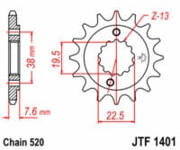 EK/JT Kettingkit 520 SRX2 - 14/36-96 – Standaard achtertandwiel staal