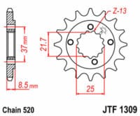 EK/JT Kettingkit 520 SRX2 - 14/37-94 – Standaard achtertandwiel staal