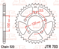 EK/JT Kettingkit 520 SRX2 - 15/42-120 – Standaard achtertandwiel staal
