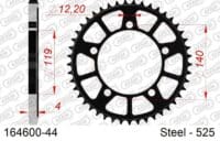 AFAM Kettingkit 525 XSR4 - 17/44-122 – Standaard achtertandwiel staal