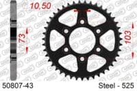 AFAM Kettingkit 525 XHR4 - 15/43-114 – Standaard achtertandwiel staal