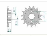 AFAM Kettingkit 525 XHR4 - 15/43-114 – Standaard achtertandwiel staal