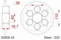800Wx800H-3071848-2 AFAM Kettingkit 520 XHR4 - 15/43-106 – Standaard achtertandwiel staal