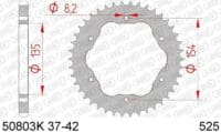 800Wx800H-3072185-2 AFAM Kettingkit 525 XHR4 - 15/42-118 – Standaard achtertandwiel staal – AFAM achtertandwiel drager