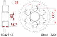 800Wx800H-3072455-2 AFAM Kettingkit 520 XHR4 - 14/45-110 – Standaard achtertandwiel staal