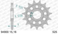 AFAM Kettingkit 525 XHR4 - 16/36-110 – Standaard achtertandwiel staal