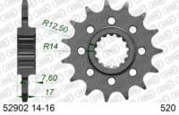800Wx800H-3072496-3 AFAM Kettingkit 520 XHR4 - 16/41-114 – Standaard achtertandwiel aluminium – AFAM achtertandwiel drager