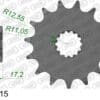 AFAM Kettingkit 525 XHR4 - 15/43-114 – Standaard achtertandwiel staal