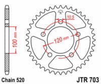 EK/JT Kettingkit 520 SRX2 - 15/44-114 – Standaard achtertandwiel staal