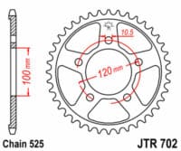 EK/JT Kettingkit 525 ZVX3 - 16/40-108 – Standaard achtertandwiel staal