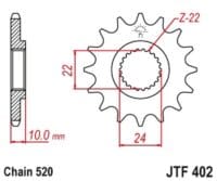 EK/JT Kettingkit 520 MVXZ2 - 16/47-112 – Standaard achtertandwiel staal