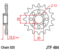 EK/JT Kettingkit 525 ZVX3 - 17/47-130 – Standaard achtertandwiel staal