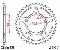 EK/JT Kettingkit 525 MVXZ2 - 17/45-120 – Standaard achtertandwiel staal