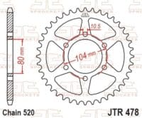 EK/JT Kettingkit 520 MVXZ2 - 15/46-114 – Standaard achtertandwiel staal