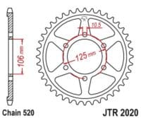 EK/JT Kettingkit 520 MVXZ2 - 17/41-102 – Standaard achtertandwiel staal