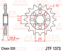 EK/JT Kettingkit 520 MVXZ2 - 16/43-114 – Standaard achtertandwiel staal