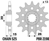 EK/PBR Kettingkit 525 ZVX3 - 17/45-120 – Versterkt achtertandwiel aluminium