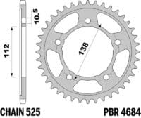 EK/PBR Kettingkit 525 Z/3D - 16/41-114 – Standaard achtertandwiel staal