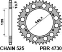 EK/PBR Kettingkit 525 MVXZ2 - 14/44-112 – Standaard achtertandwiel staal