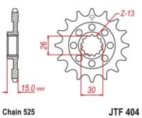 EK/JT Kettingkit 525MVXZ2 17/45-118 – Standaard achtertandwiel